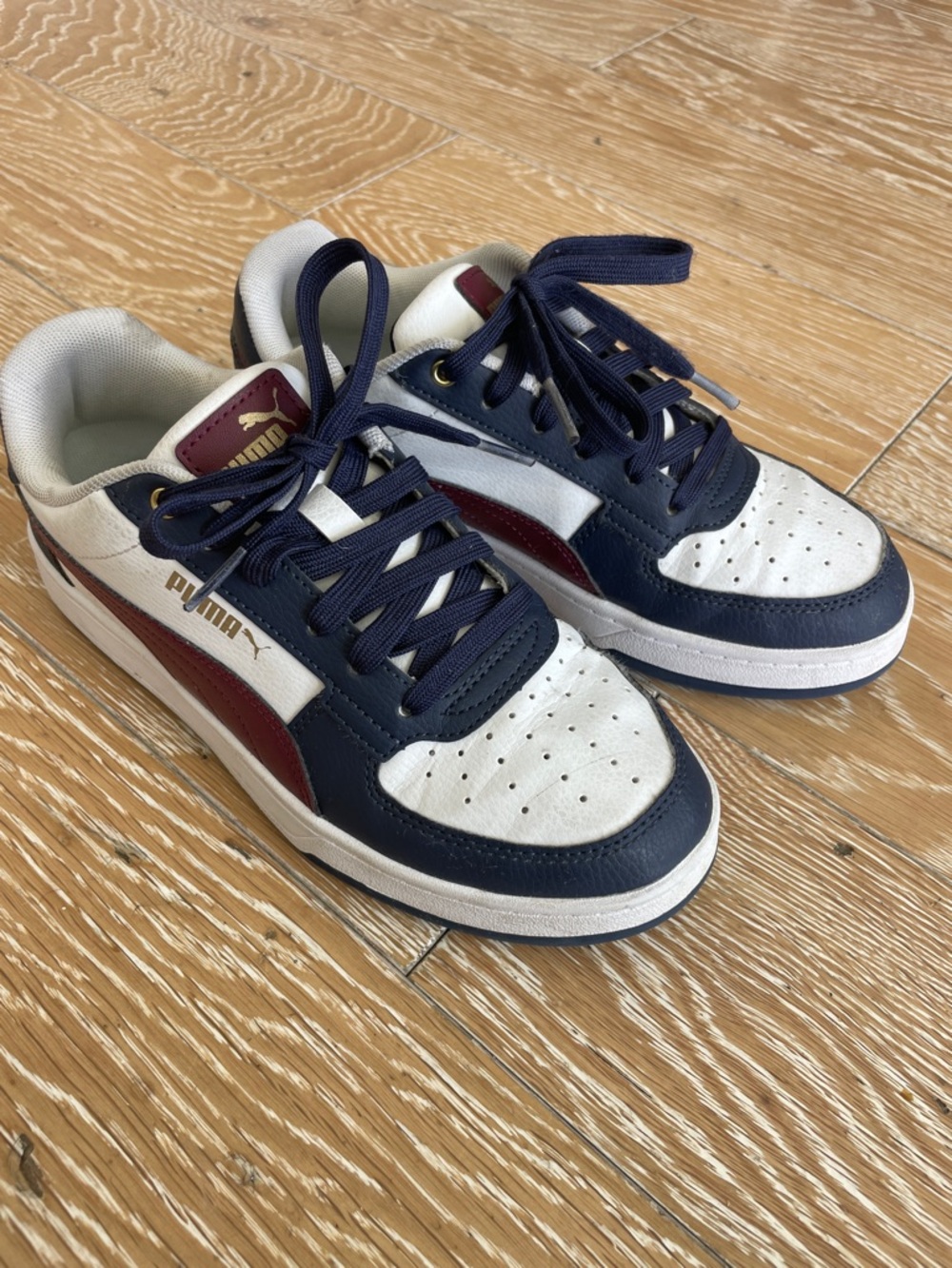 Puma White Navy and Burgundy Court Sneaker